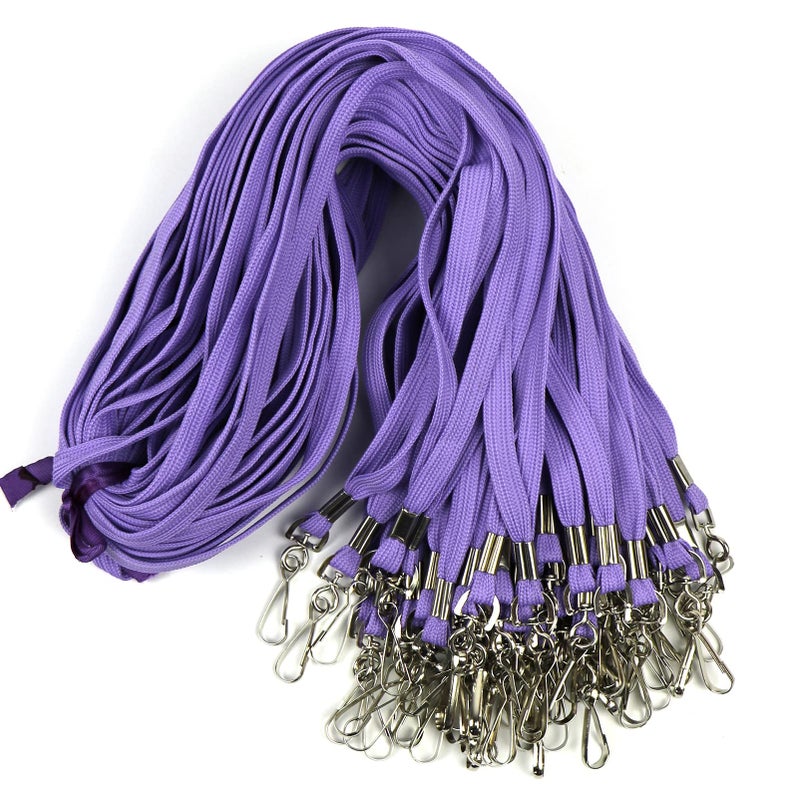 Beebel Lanyards 100 Pack Purple Lanyards with Swivel Hook Clips for ID Name Badge Holder (Purple, 100 Pack) - Image 1